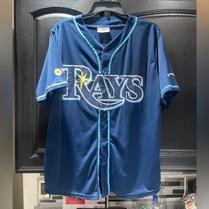 Tampa Bay Rays Jersey Mens M Blue MLB Baseball Give Away 4 Button Front Match-Up